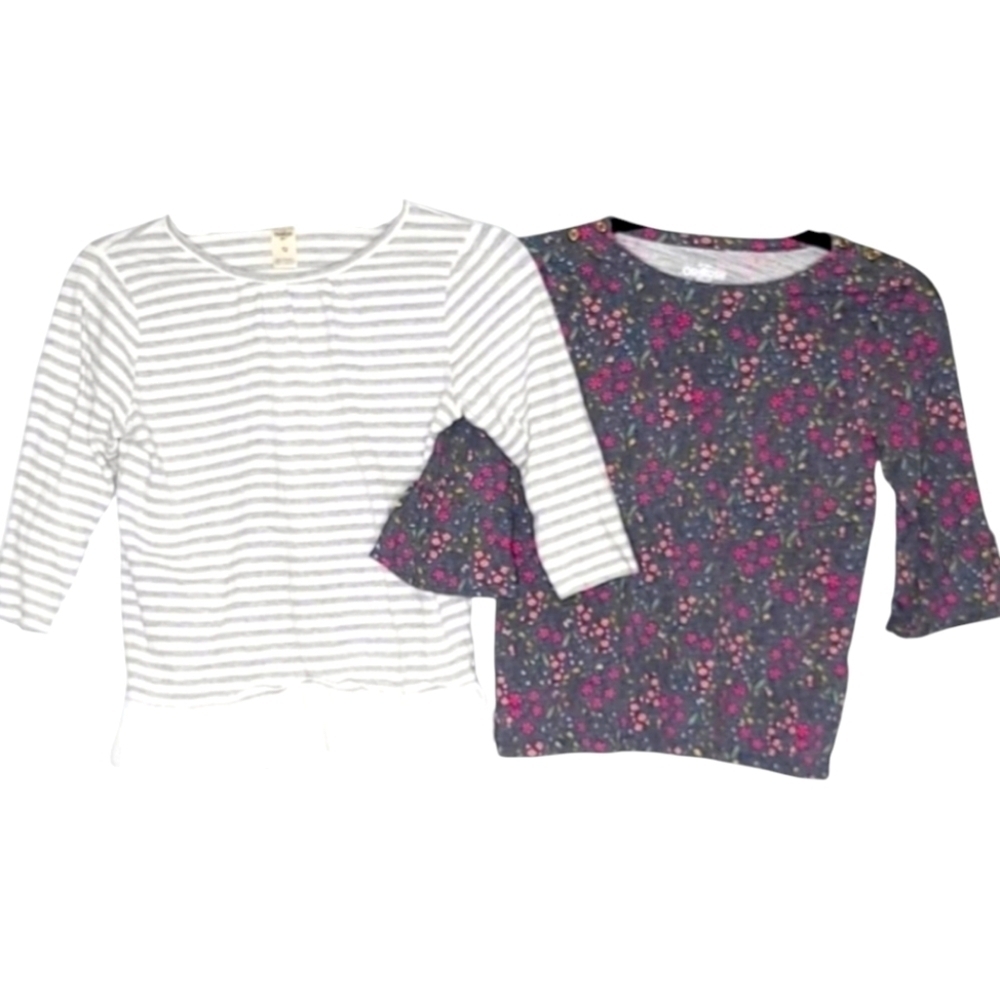 2-for-1 OSH KOSH 3/4 Length Grey T-shirts Youth Girls Size 12 or Women's XS